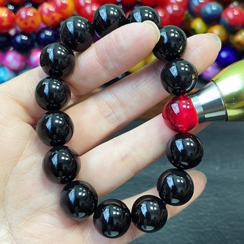 玛瑙未镶嵌手饰黑金血离子14