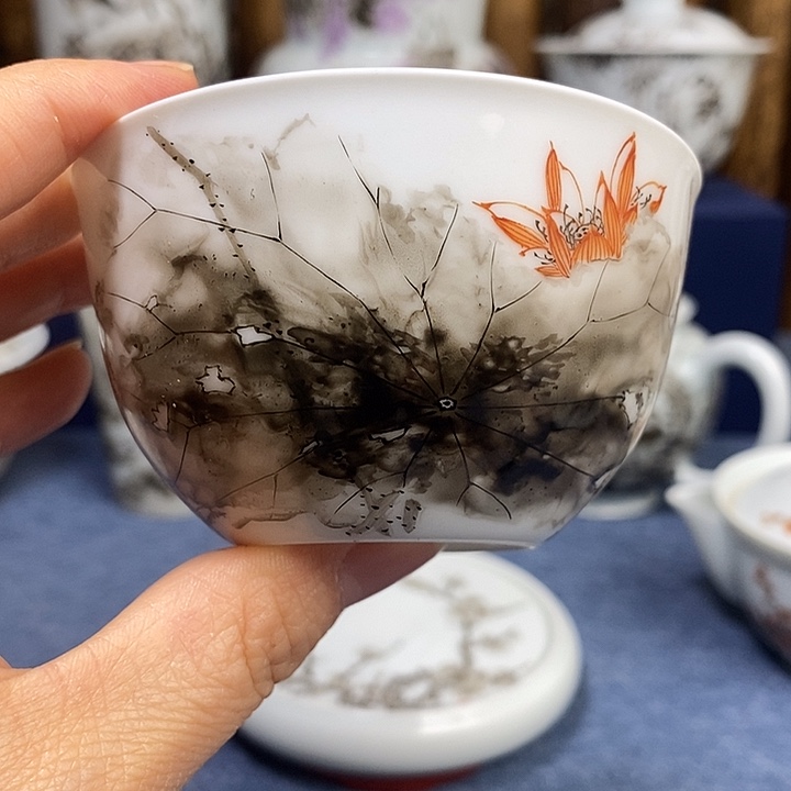 泼墨荷花主人杯茶杯
