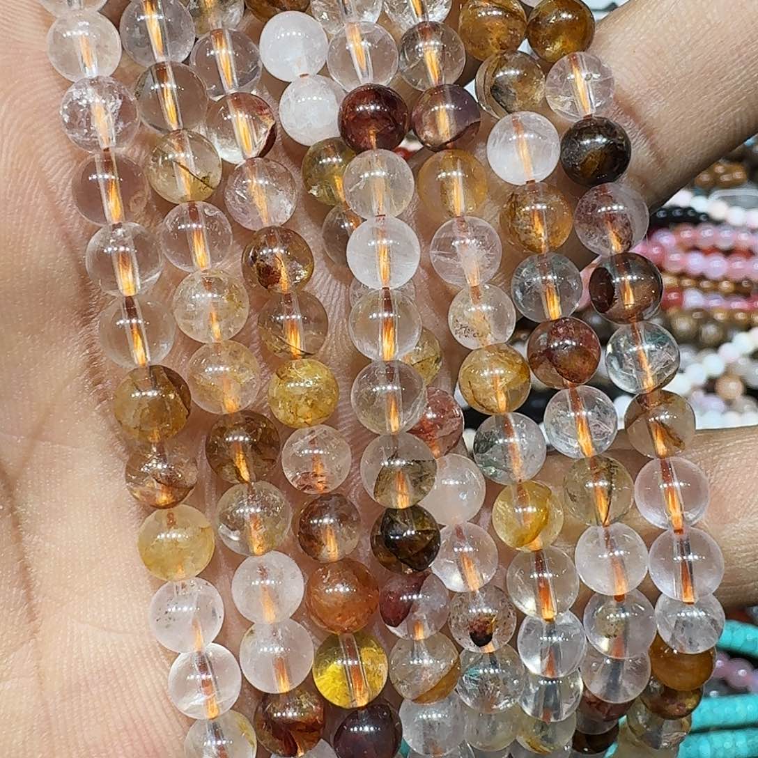 玛瑙/玉髓未镶嵌珠宝半成品黄胶花6mm一条