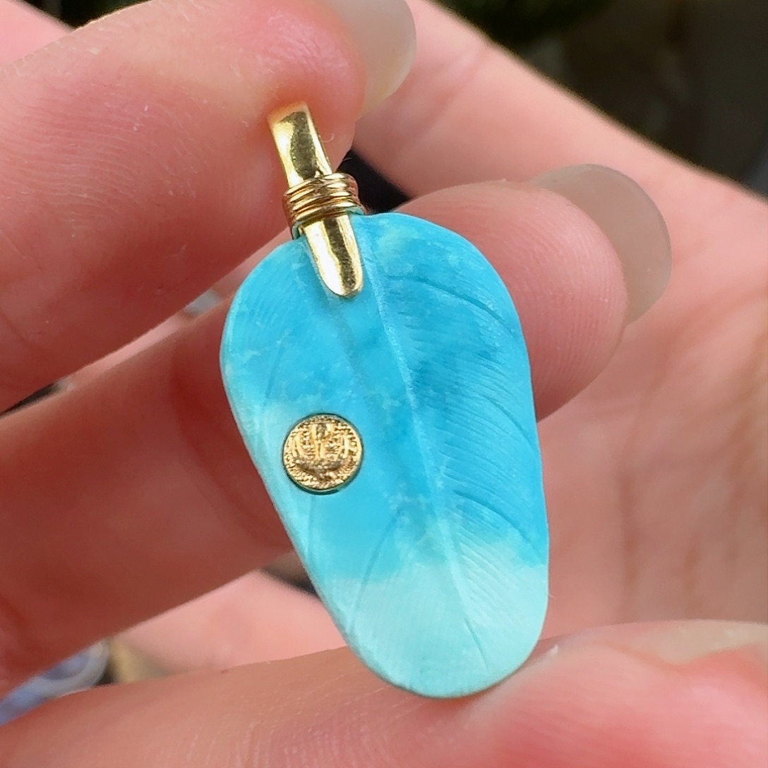 绿松石珠宝奇石18K金镶嵌