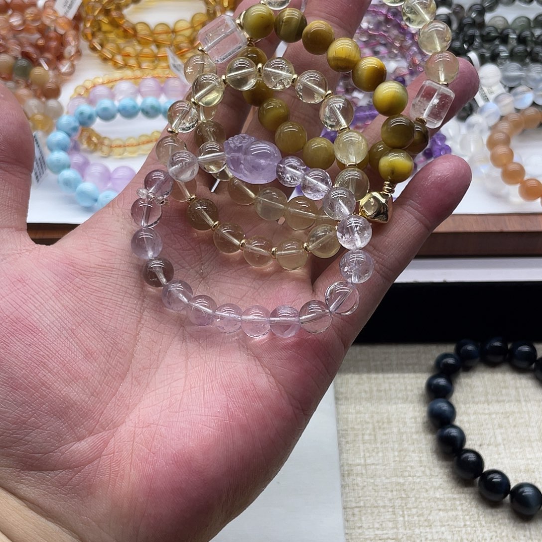 紫***晶手串未镶嵌水晶打包