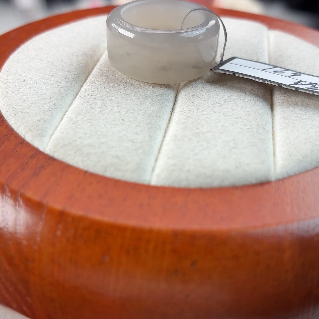 周***钬和田玉未镶嵌戒指r3藕粉灰圆切16.0