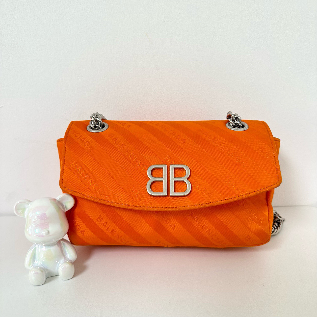 95新 Balenciaga/巴黎世家 橙色经典时尚链条单肩斜挎包
