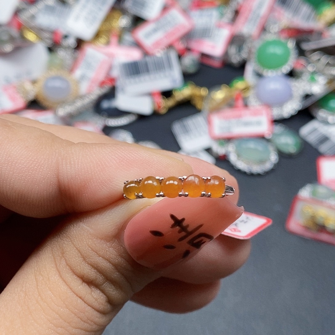 翡翠银S925镶嵌戒指天然A货缅甸翡翠