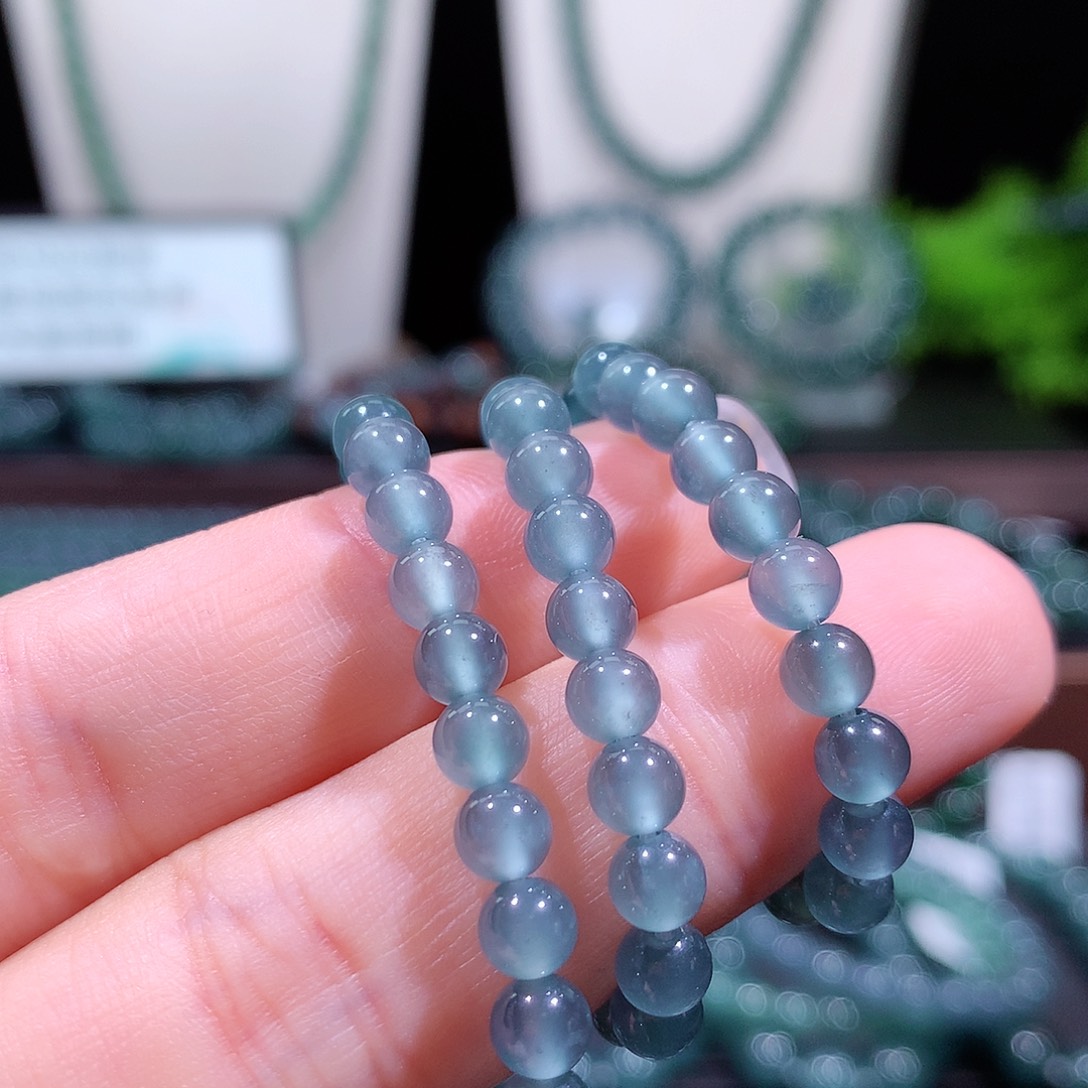 冰****翡翠未镶嵌手链天然a货翡翠项链4.836个