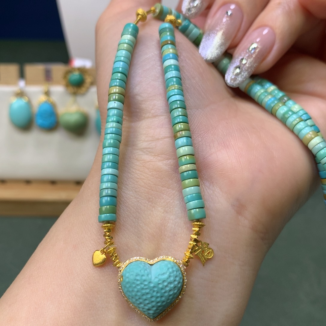 绿松石项链18K金镶嵌