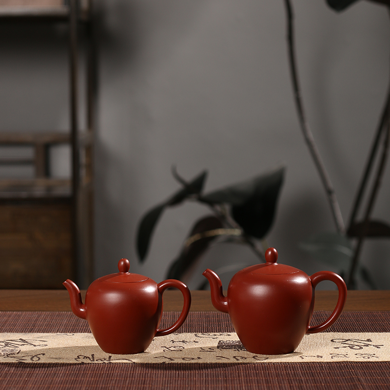 潮州朱泥壶大红袍美人肩家用功夫全手工泡茶茶具手工茶壶
