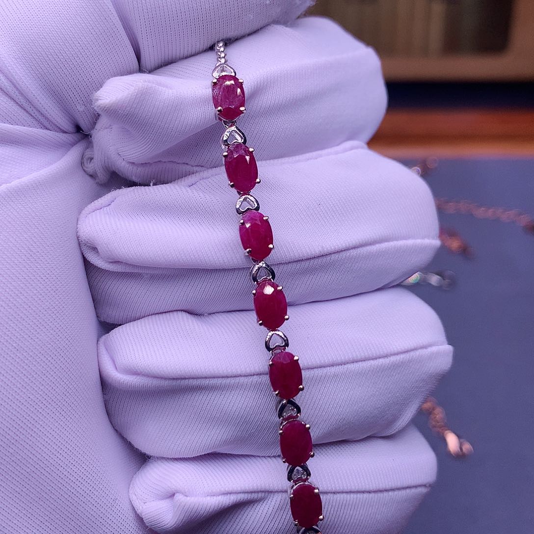 红宝石手链18K金镶嵌