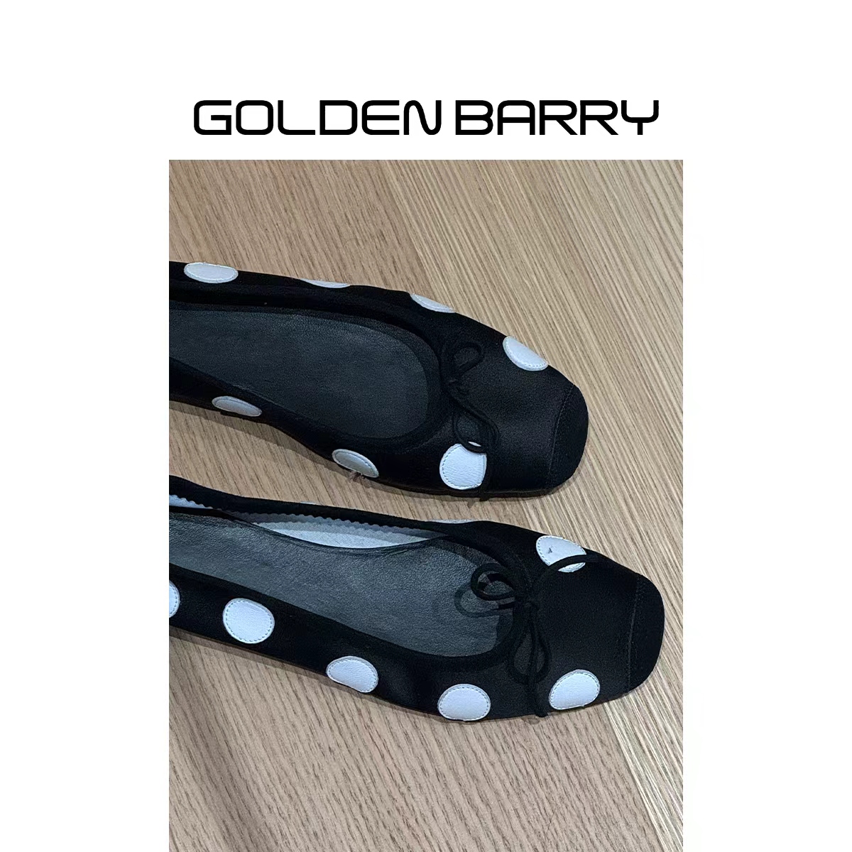 |646082黑白波点芭蕾鞋
