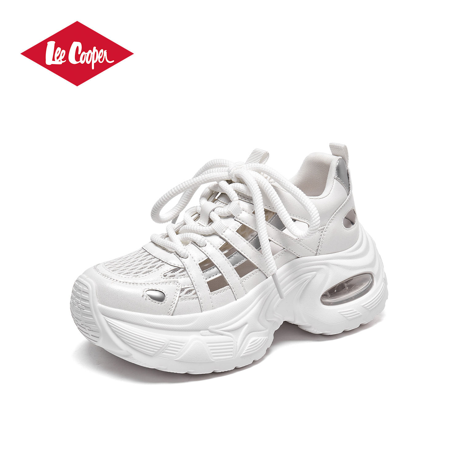 LEE COOPER厚底增高老爹鞋女2025夏季网面镂空气垫运动鞋跑步鞋