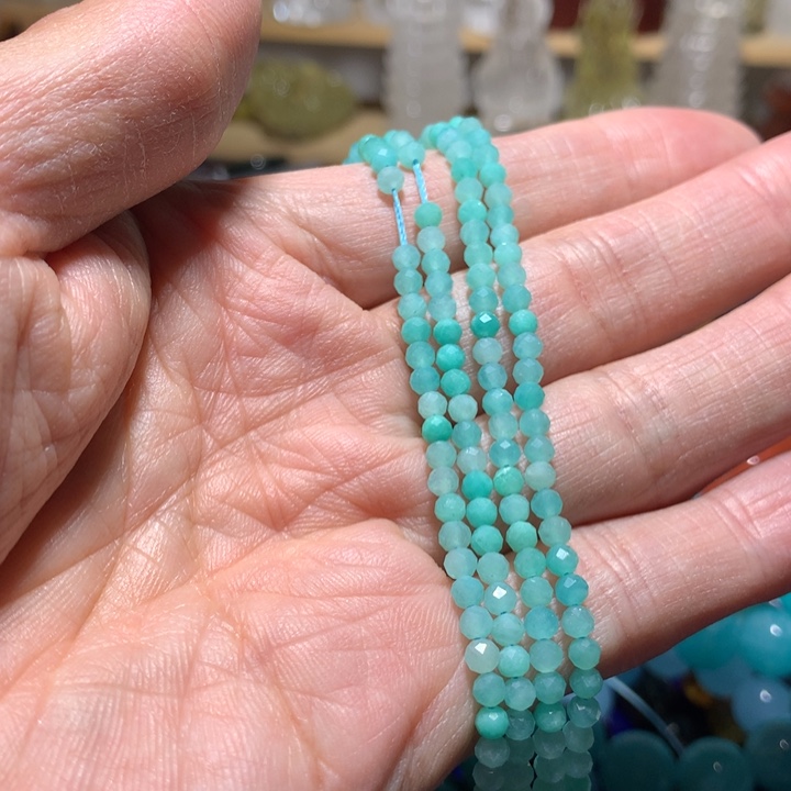 钻***子未镶嵌手链天河石3mm小米珠半成品两条