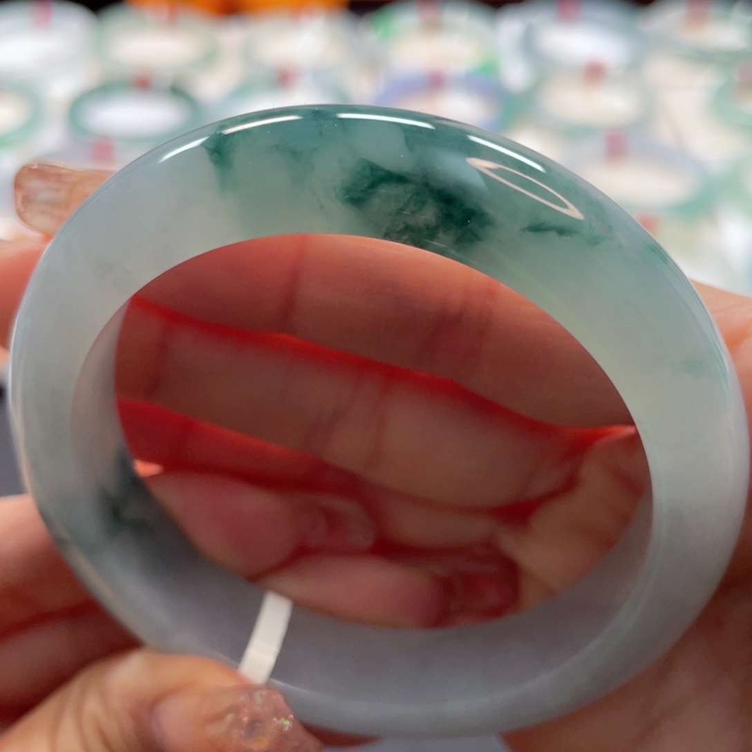 【闪购商品】翡翠手镯未镶嵌57胶润蓝花17号