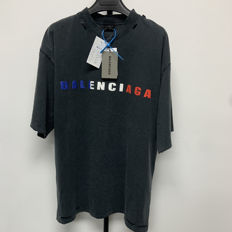 未使用 Balenciaga/巴黎世家 纯色圆领落肩袖T恤 01521