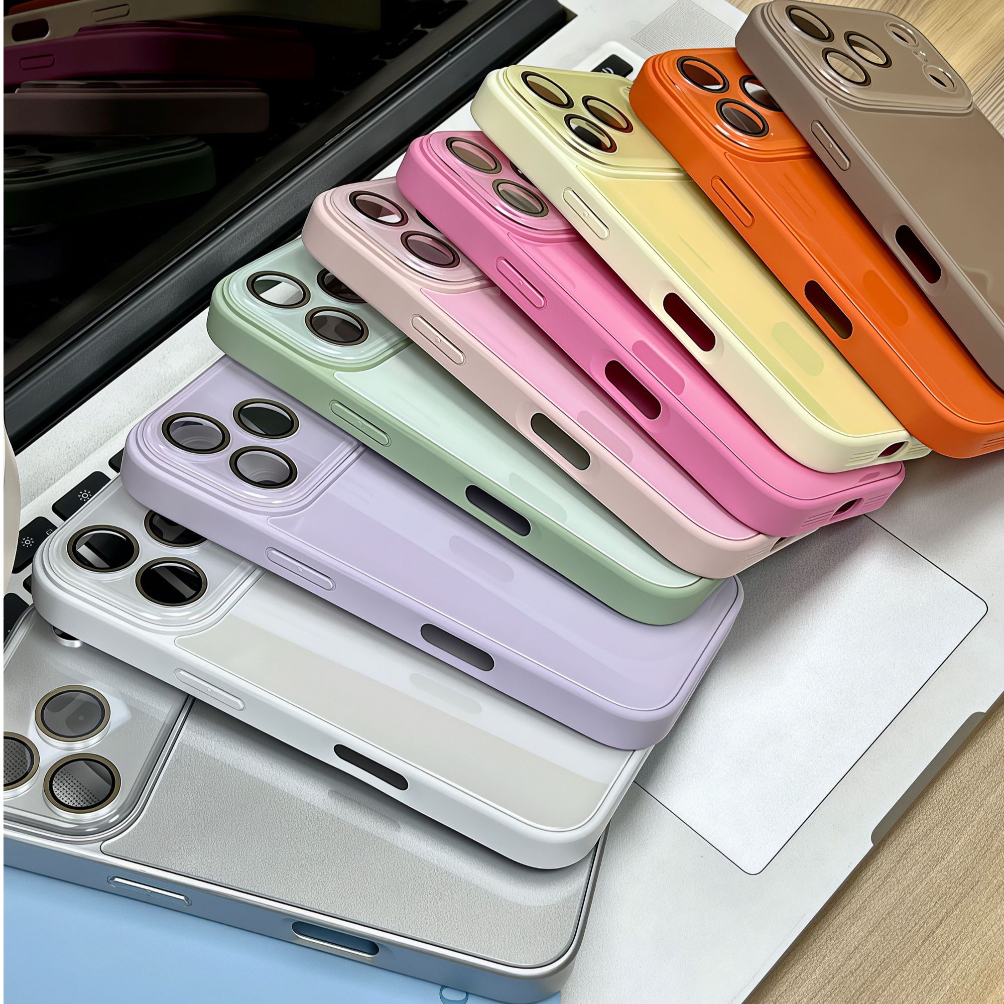 液态水晶玻璃简约防摔适用于苹果手机壳纯色