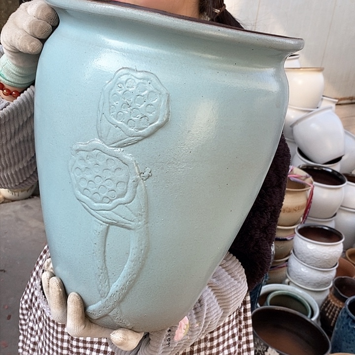 紫砂花盆正品口16高19