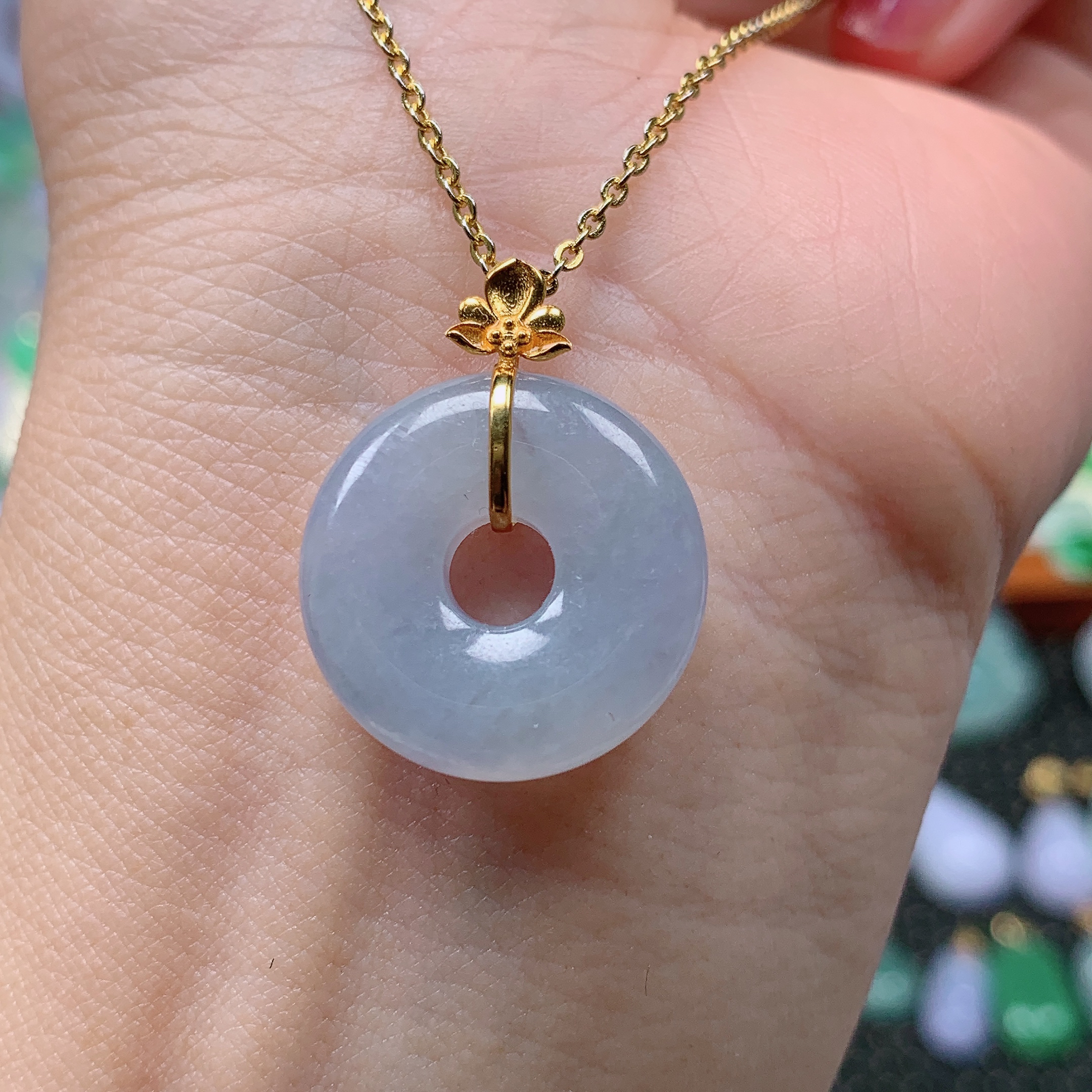 缅甸天然A货翡翠，紫罗兰甜甜圈，编号457/1124尺18:8-4.7