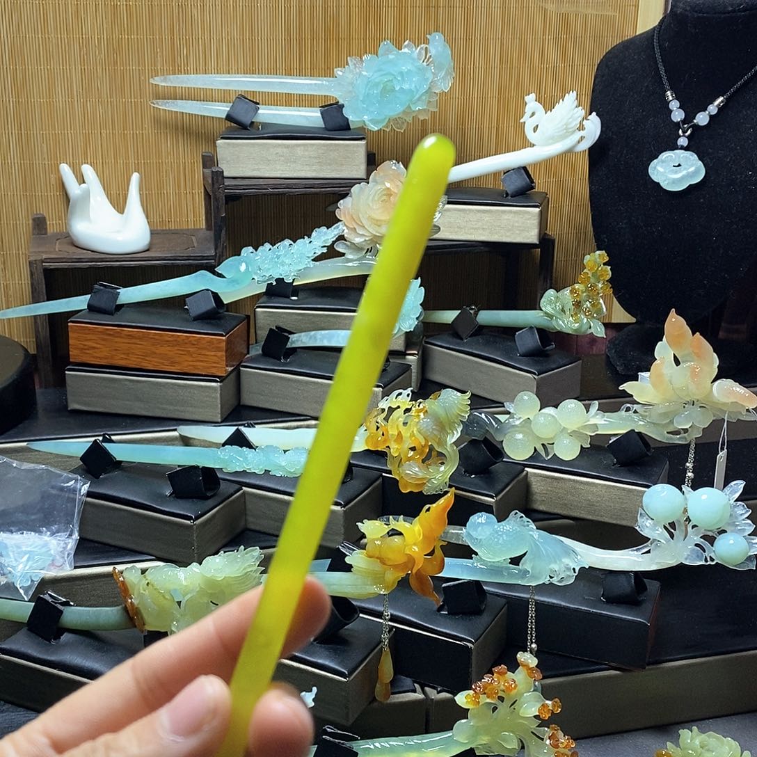 岫玉岫玉发簪未镶嵌