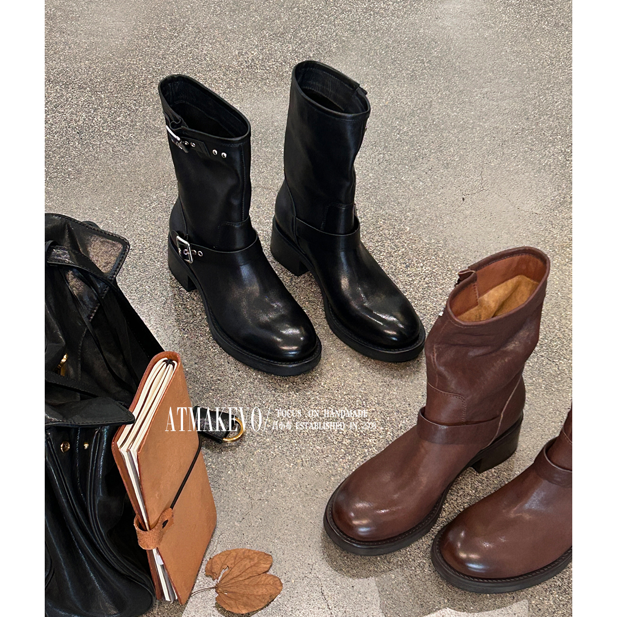 吕小布 | 工程师机车时装靴朋克调节扣时尚马丁短靴女冬上新0729