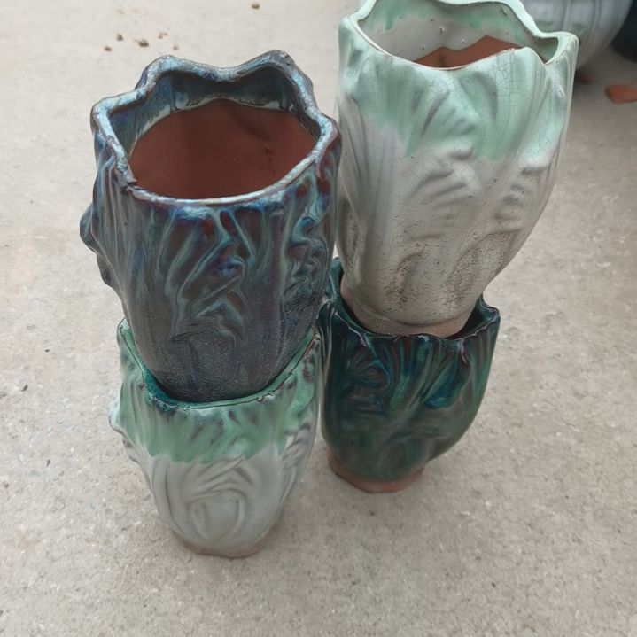 红陶口9高15瑕疵颜随机四个盆