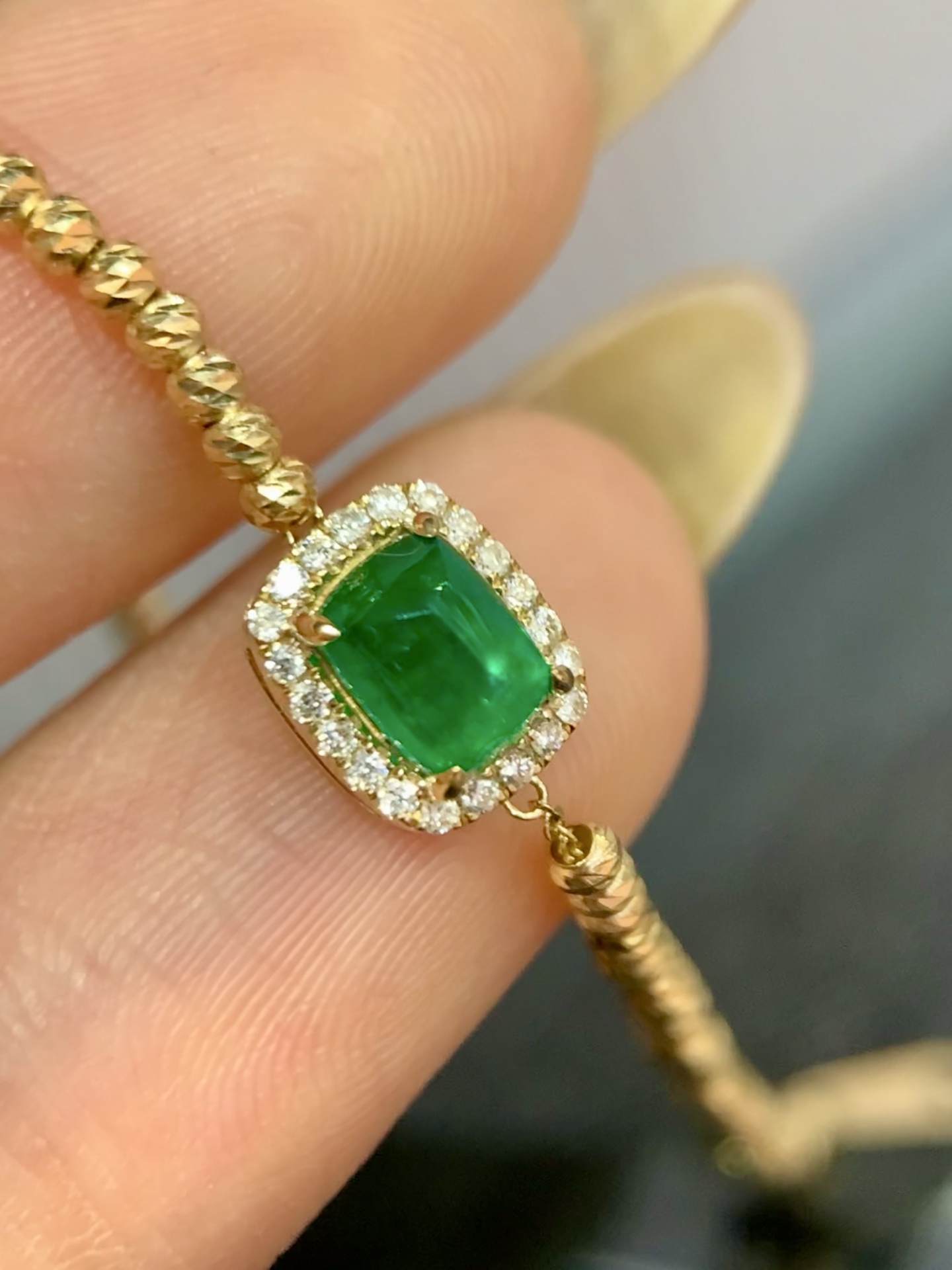 【YiYI】0.71ct阿富汗祖母绿手链/18K金南非钻石/附证#YH