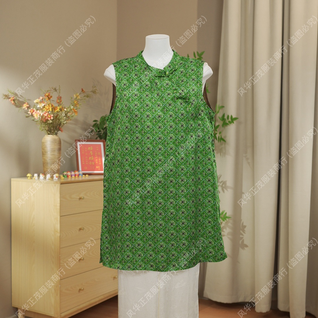 【3190】只此青绿 2025-新中式国风重工提花春款无袖气质裙