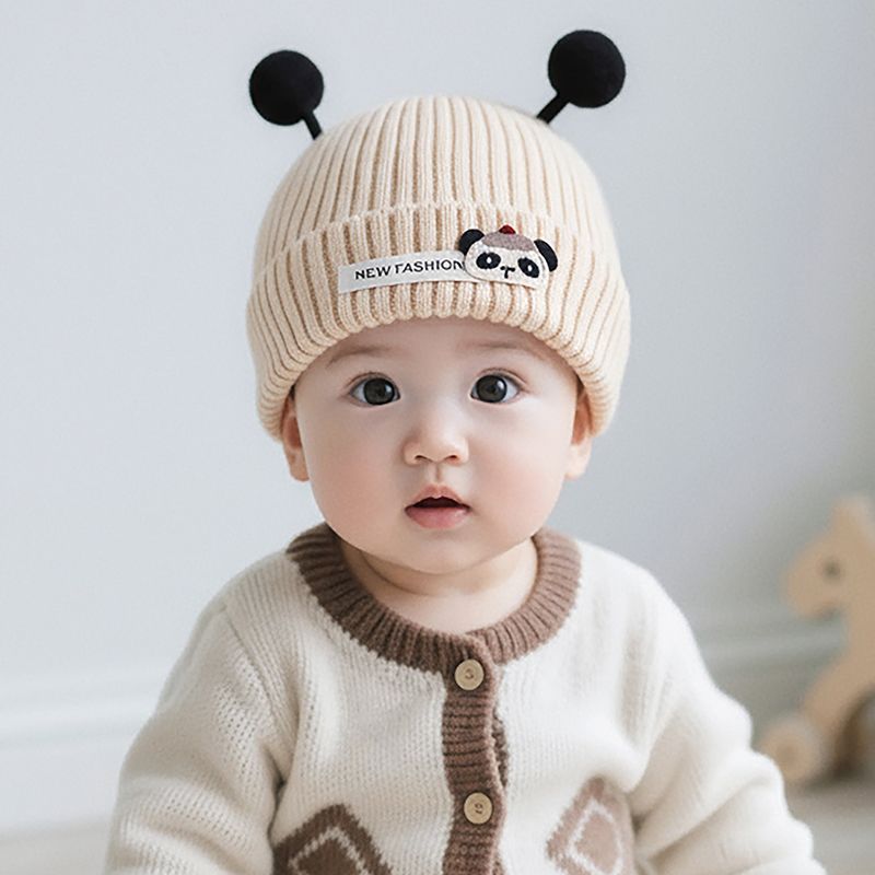 秋冬季婴儿帽子可爱超萌触角针织帽男女宝宝加厚保暖护耳毛线帽