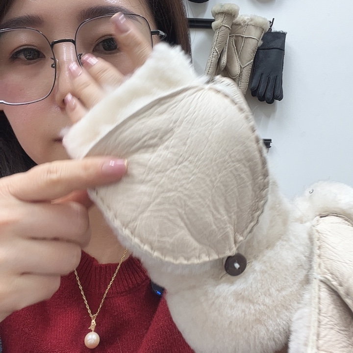 氨纶羊毛一体半指手闷