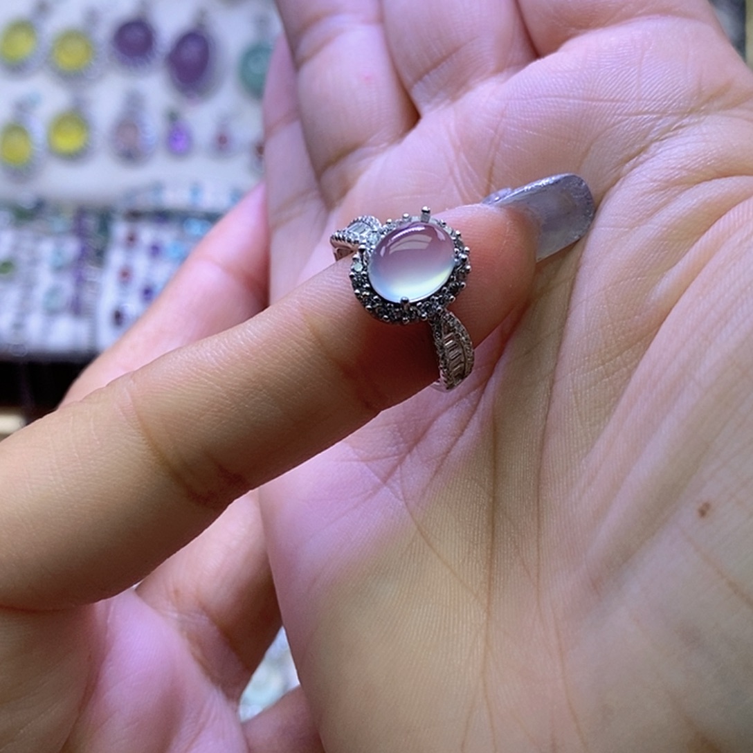 岫玉银S925镶嵌戒指