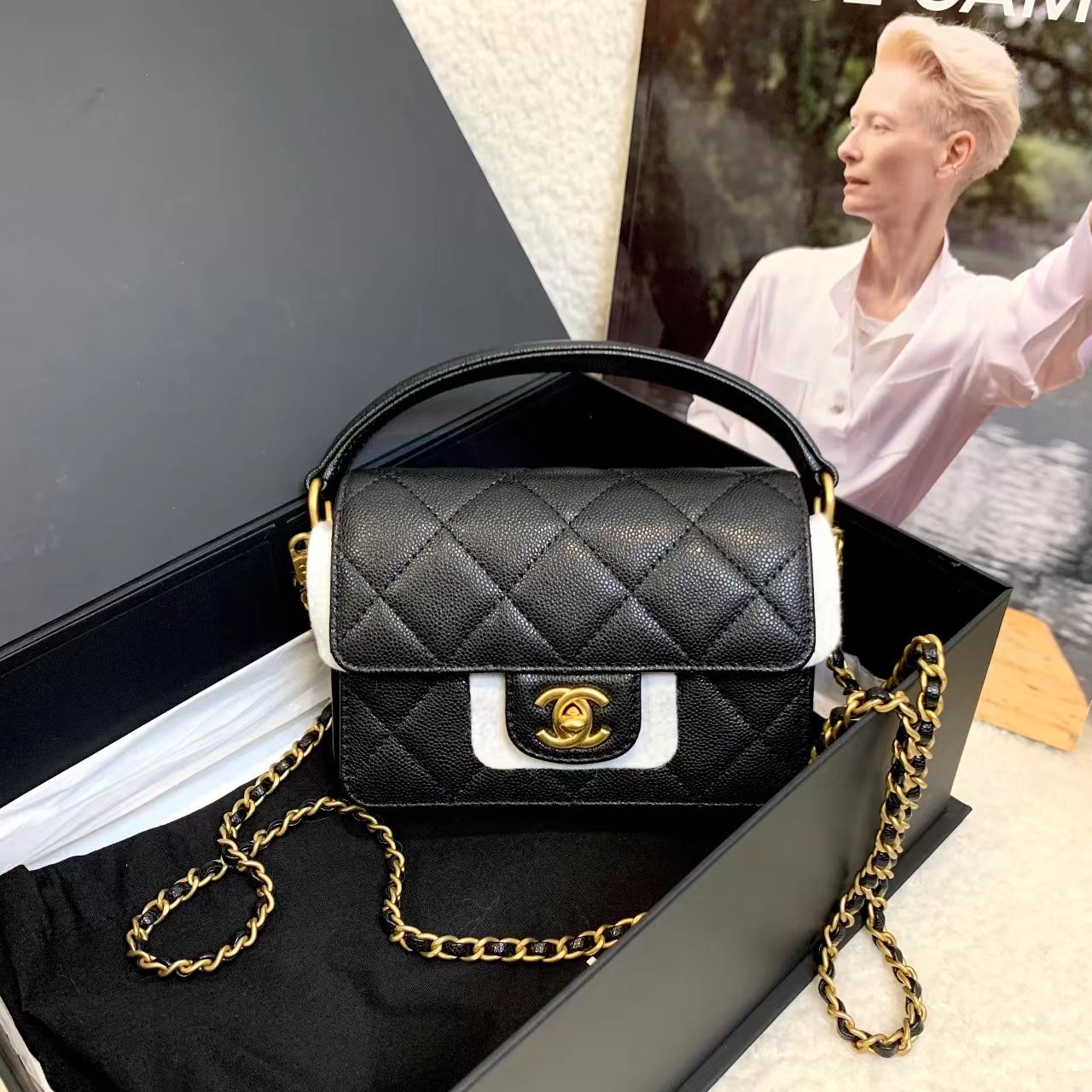 99新 Chanel/香奈儿 壹臻/24k黑金鱼子酱牛mini handle 78481568