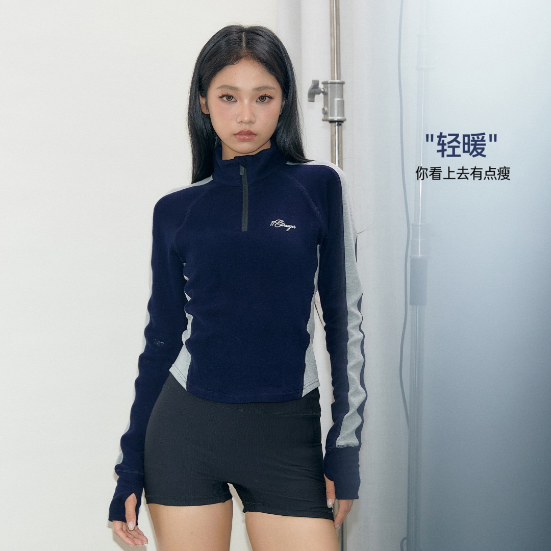 11E 轻暖“你看起来有点瘦”德绒恒温暖皮半高领拉链长袖短打底衫