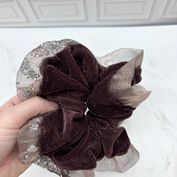 L179夕洛棕色流沙满天星新款发圈日韩女波西米亚甜美发绳发圈