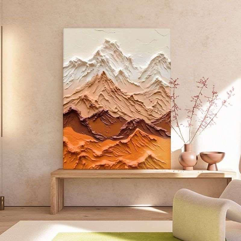 现代玄关挂画简约抽象肌理客厅沙发装饰画背有落地靠山手绘油画