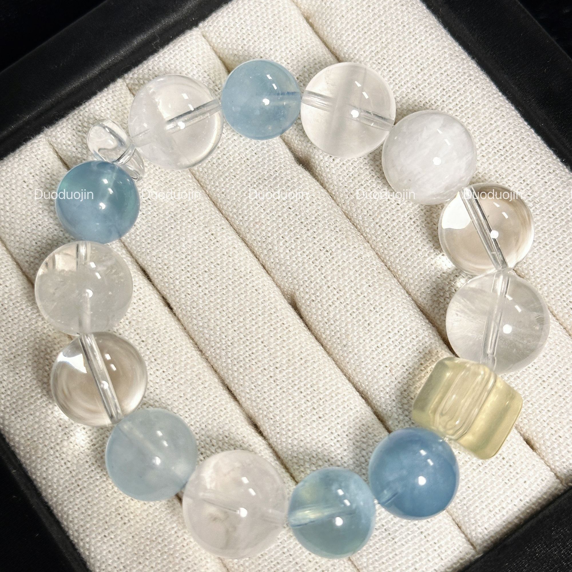 【潮汐来信】天然水晶海蓝宝白水手串多样性发一i