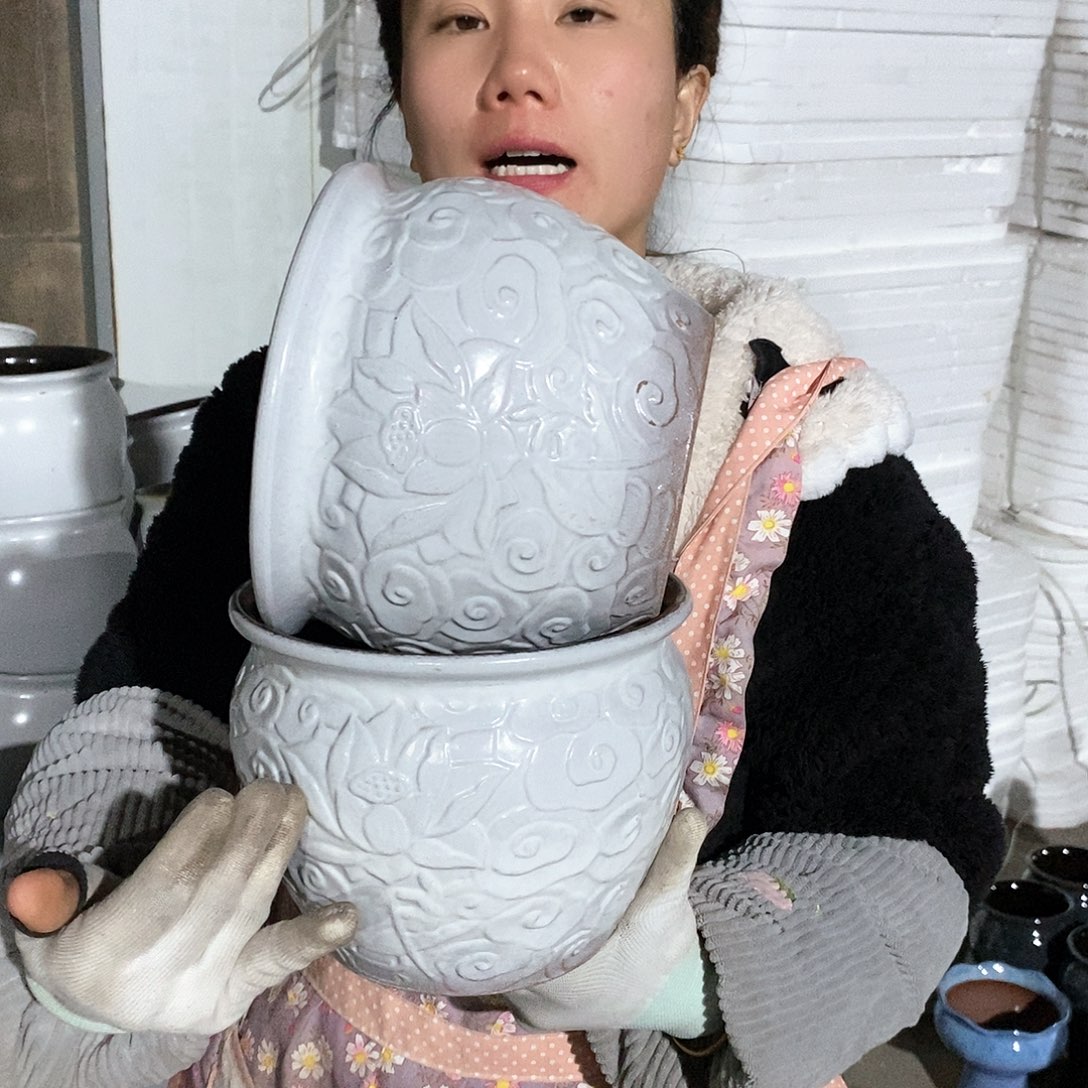 紫砂花盆瑕疵口20高16