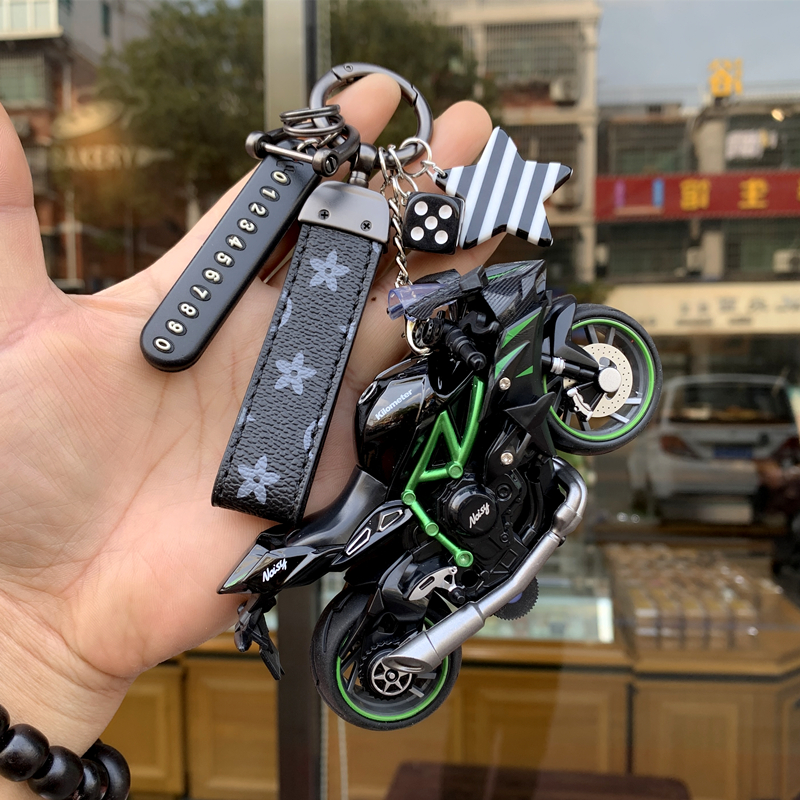 创意礼品精致钥匙扣仿真川崎摩托车半合金公路赛机车钥匙链包挂件