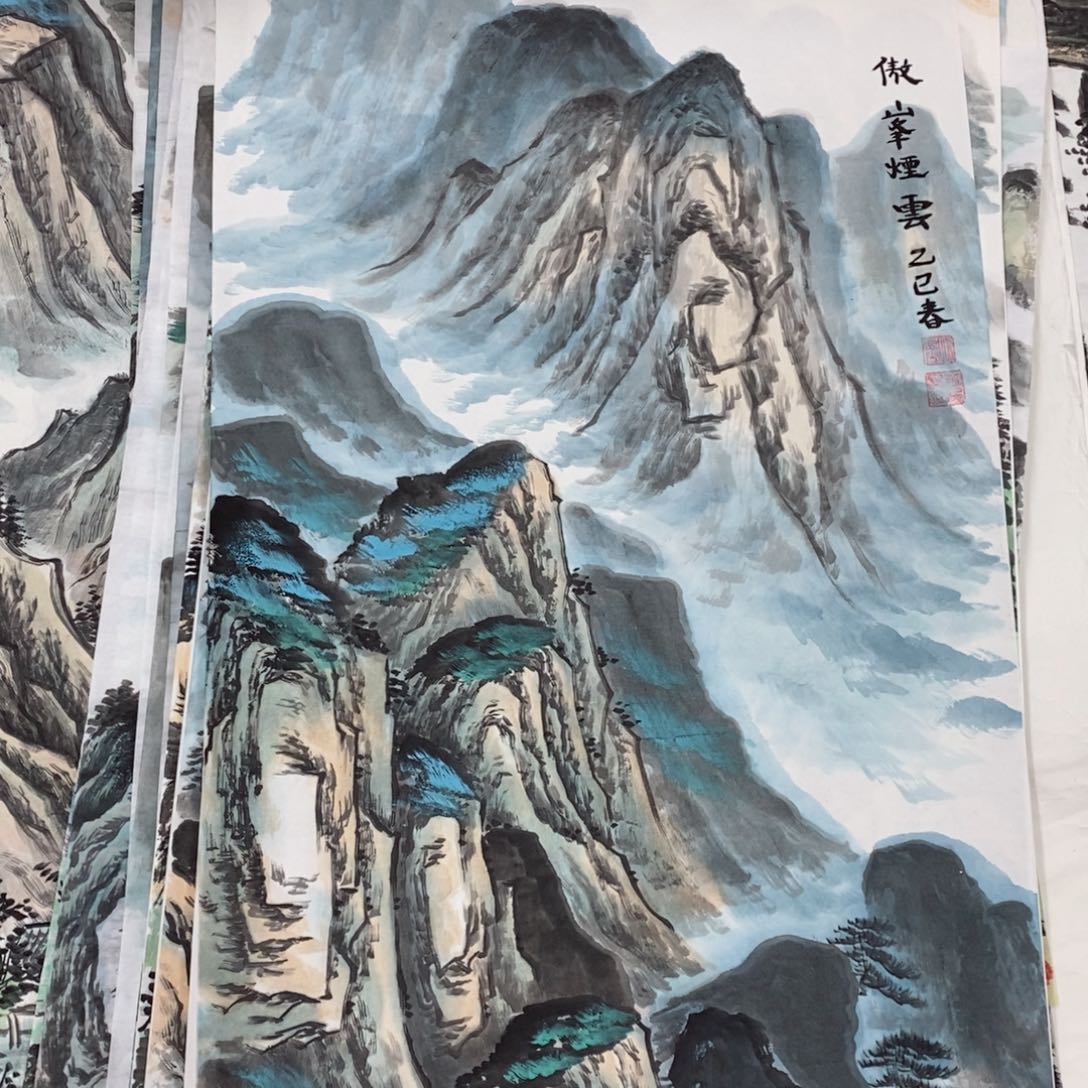 国画三尺燕春雷山水100-50