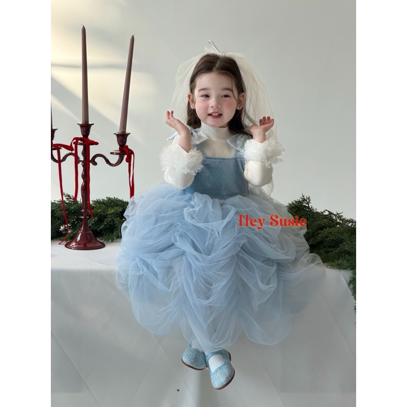 25秋冬 苏西女童韩版洋气蓬蓬裙纱裙公主礼服演出装汉服