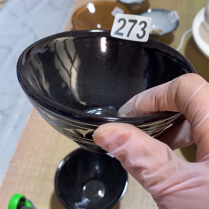 瓷片磁州窑黑刻碗