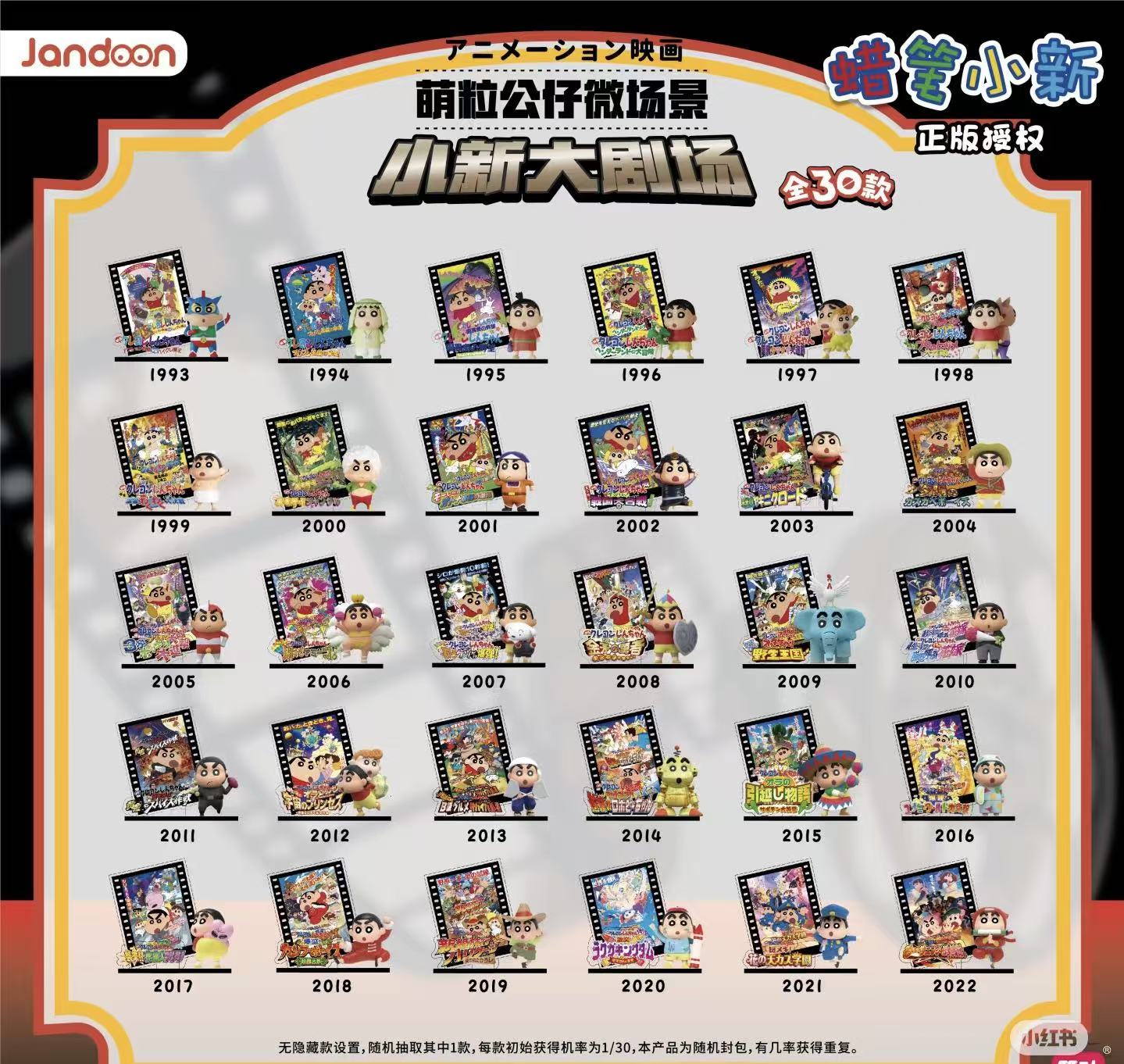 简动文创 蜡笔小新大剧场系列萌粒公仔