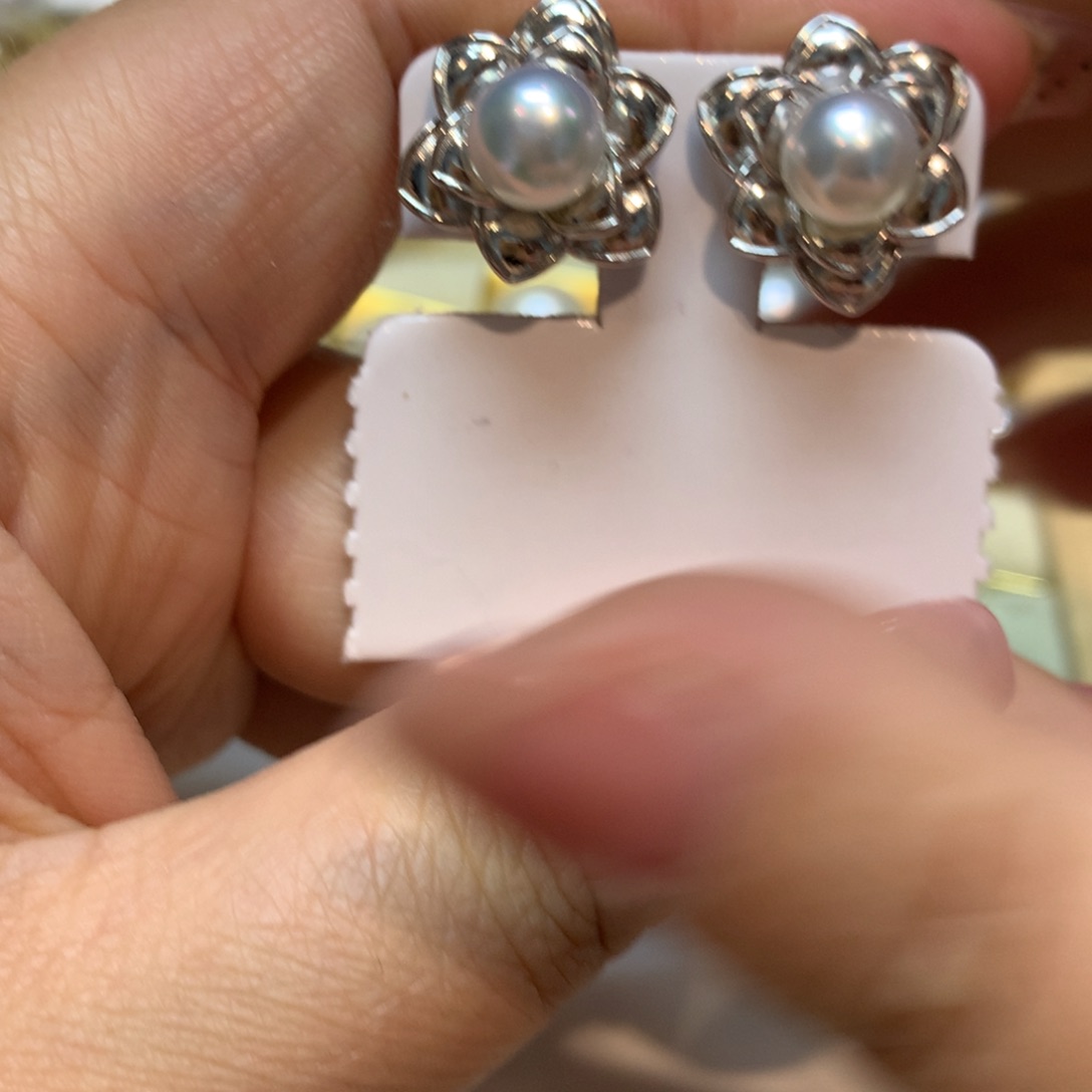 海水珍珠耳饰银S925镶嵌