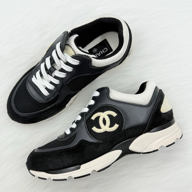 95新 Chanel/香奈儿 网面黑色运动鞋 36码 公价8k j7168