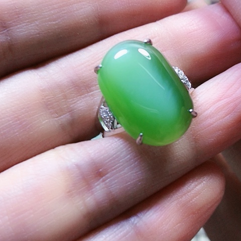 和田玉戒指银S925镶嵌