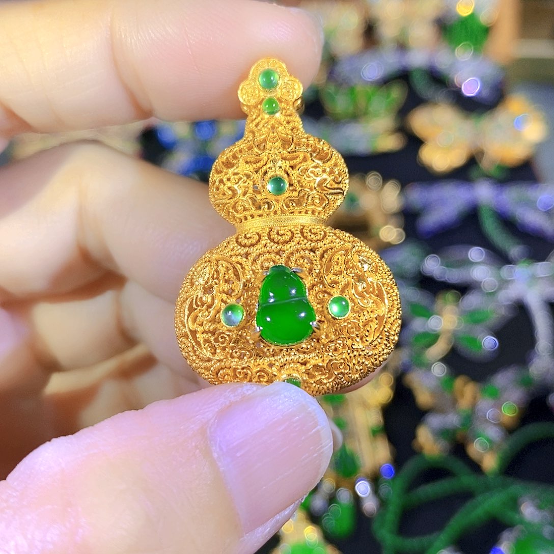 吊坠(不含链)银S925镶嵌翡翠