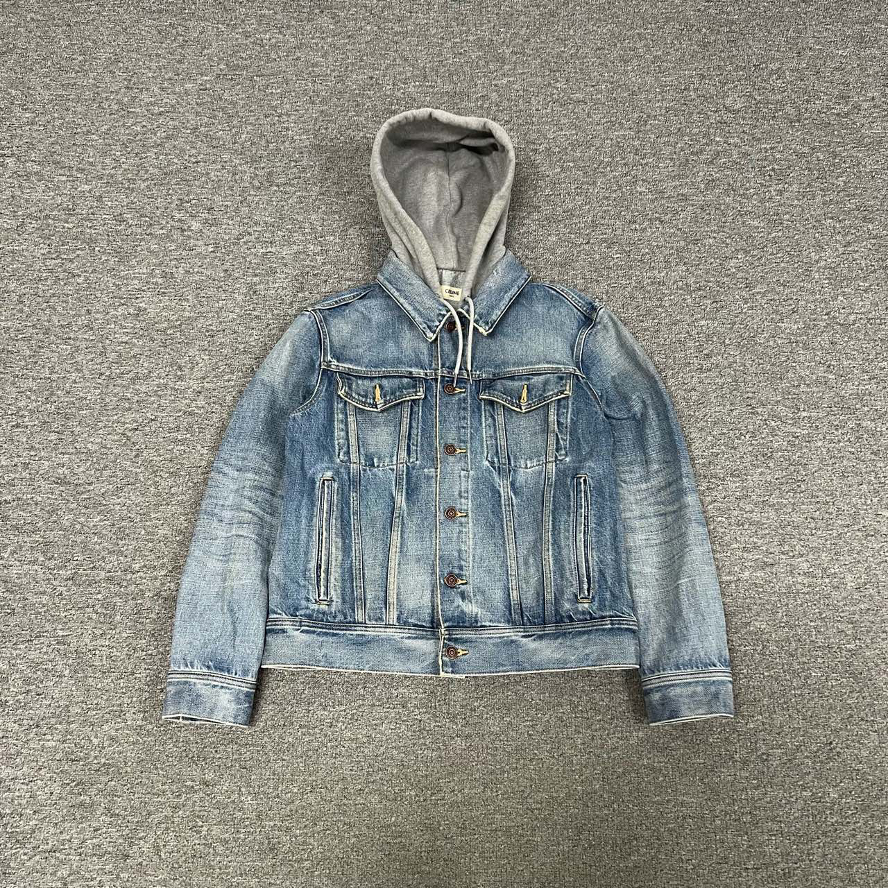 99新 Celine/思琳 蓝色 牛仔 连帽外套 帽子logo s码