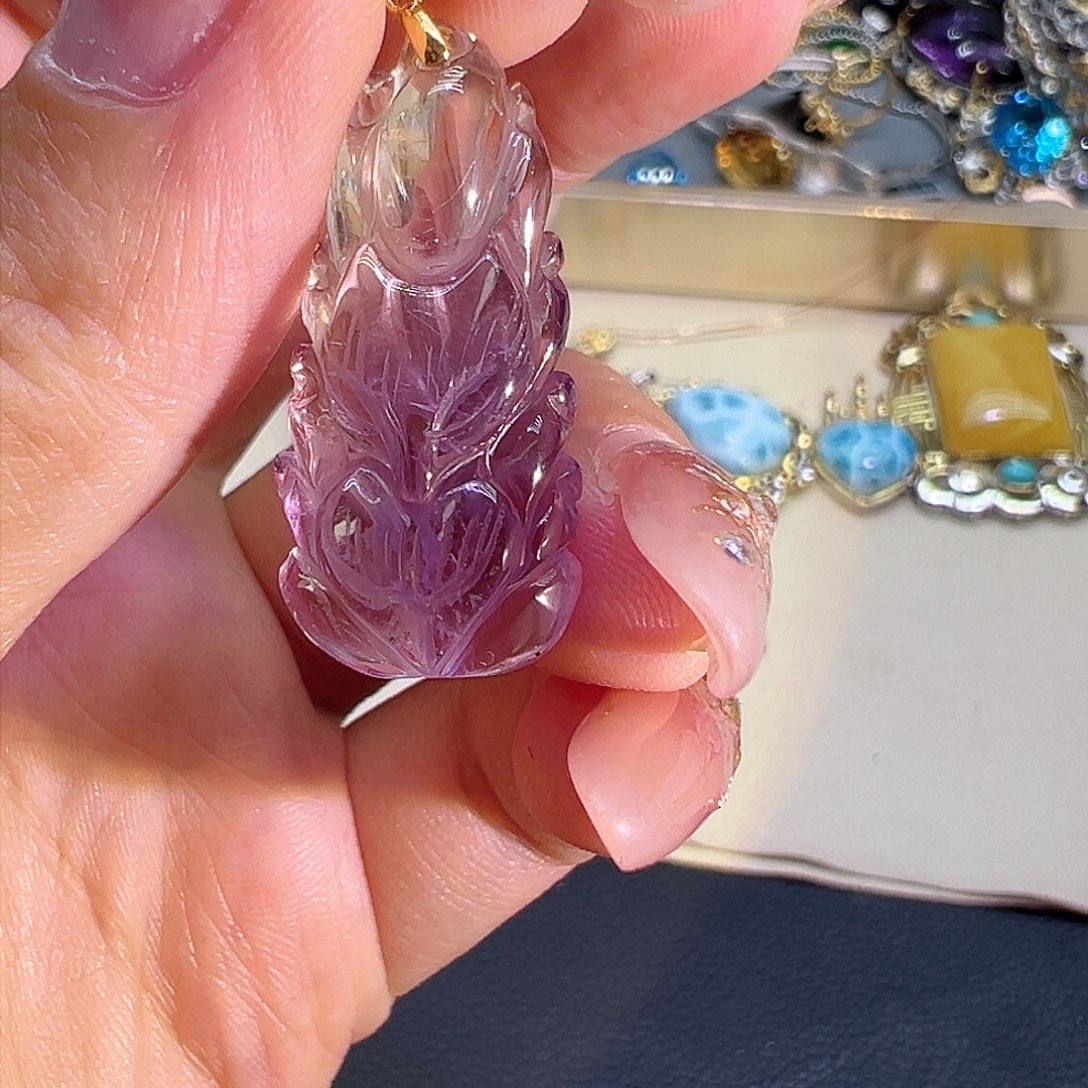 黄晶珠宝半成品18K金镶嵌紫黄