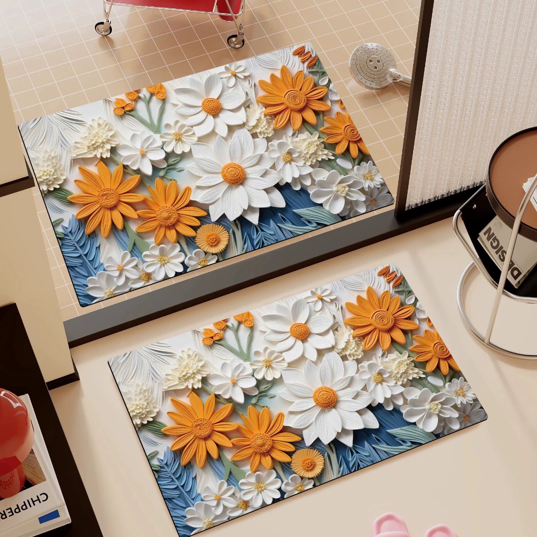 K116【40*60+50*80cm】硅藻泥地毯入户门玄关地垫卧室卫生间防滑垫