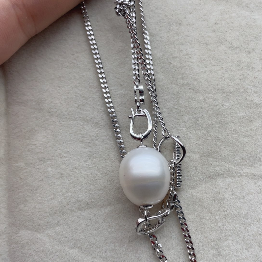 海水珍珠颈饰银S925镶嵌A114