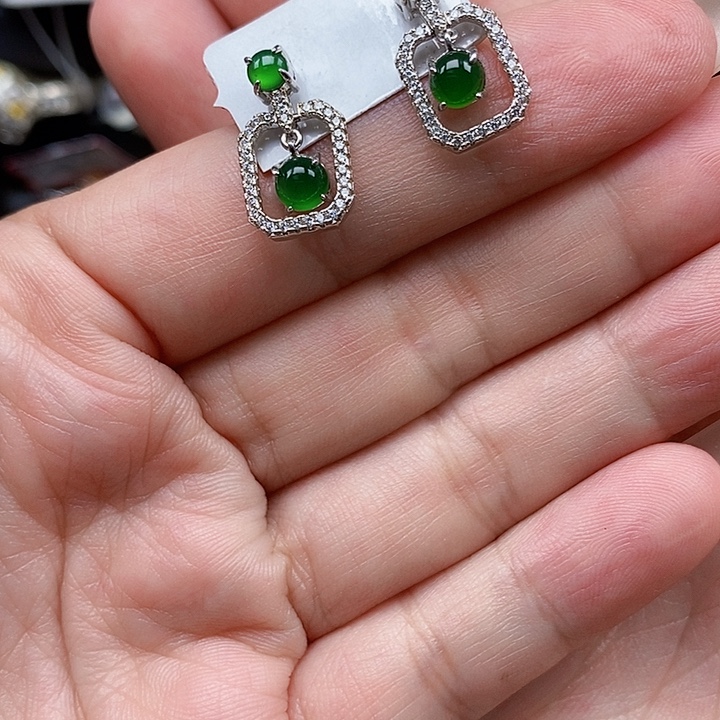 翡翠未镶嵌耳饰缅甸翡翠