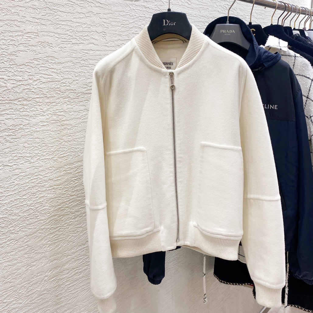 99新 Hermes/爱马仕 Hermes羊绒棒球外套36码