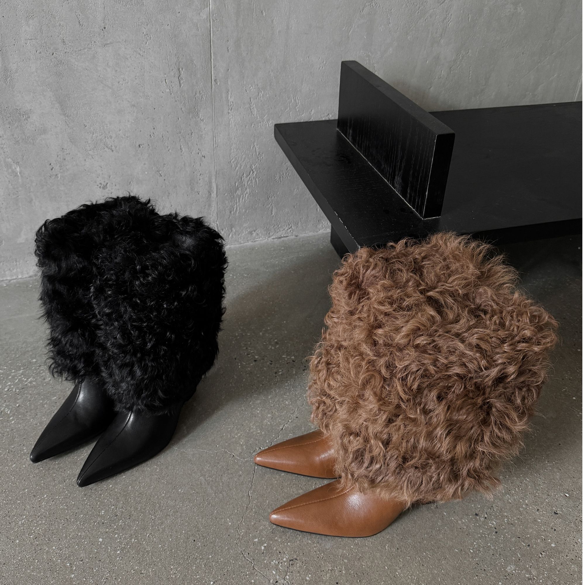 ORIGINAL 2025年秋冬尖头超厚时装靴女靴冬季加绒欧美辣妹出街